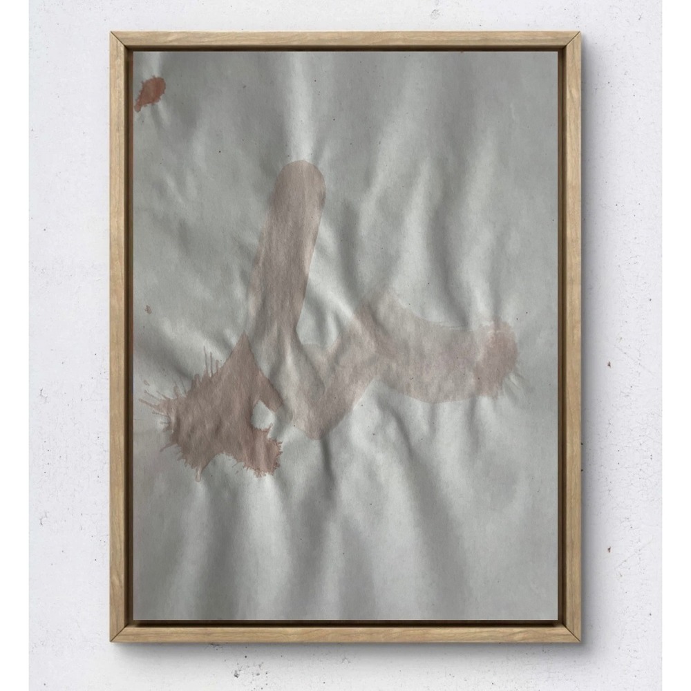 Abstract Ink Wash Paper Art Earthy Neutral Minimalist Brutalist 8.5x11 Painting